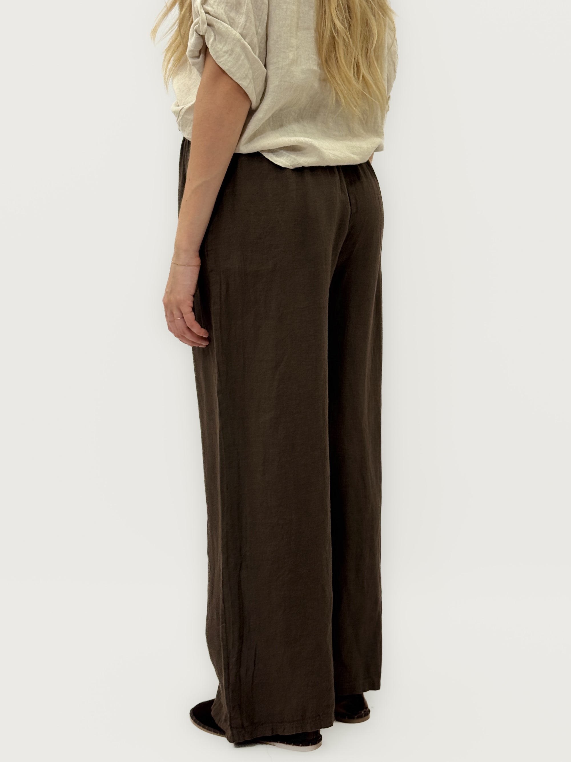 Pantaloni Palazzo in 100% Lino