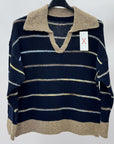 Maglione Polo Morbido Misto Lana a Righe Made in Italy