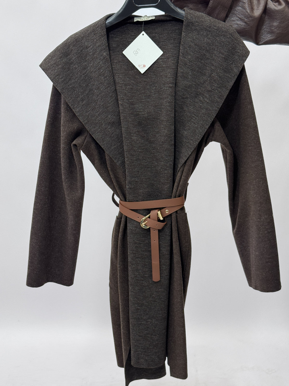 Cardigan lungo donna con cintura