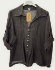 Camicia in Lino con Bottoni e Piega Frontale