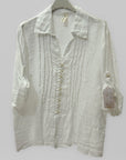Camicia in Lino con Bottoni e Piega Frontale