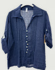 Camicia in Lino con Bottoni e Piega Frontale