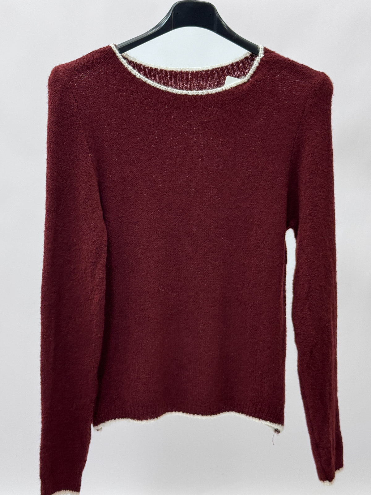 Maglia Girocollo Misto Lana con Profili a Contrasto Made in Italy