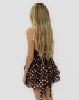 Abito Corto a Pois con Scollo All’Americana