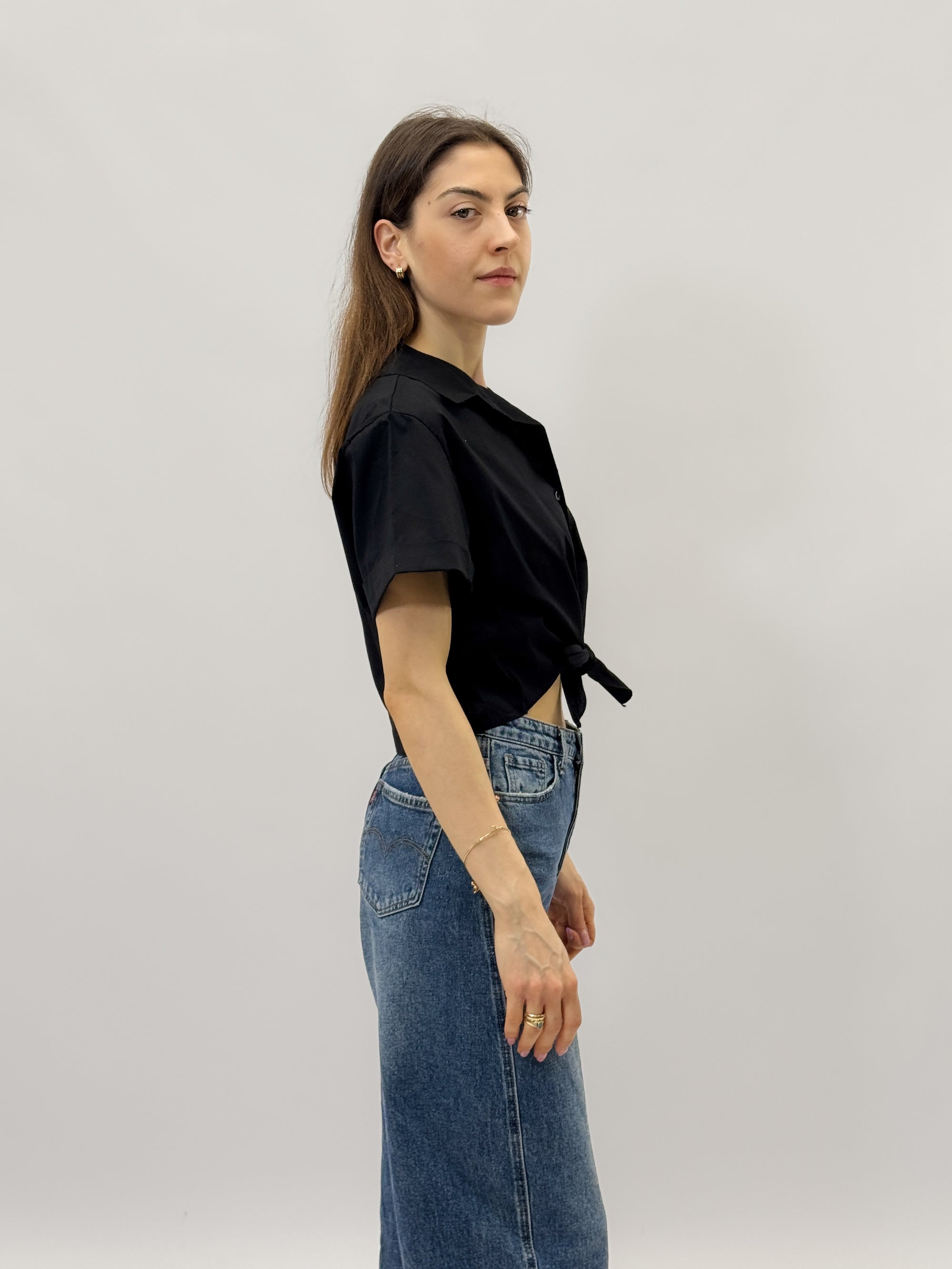 Camicia crop con nodo