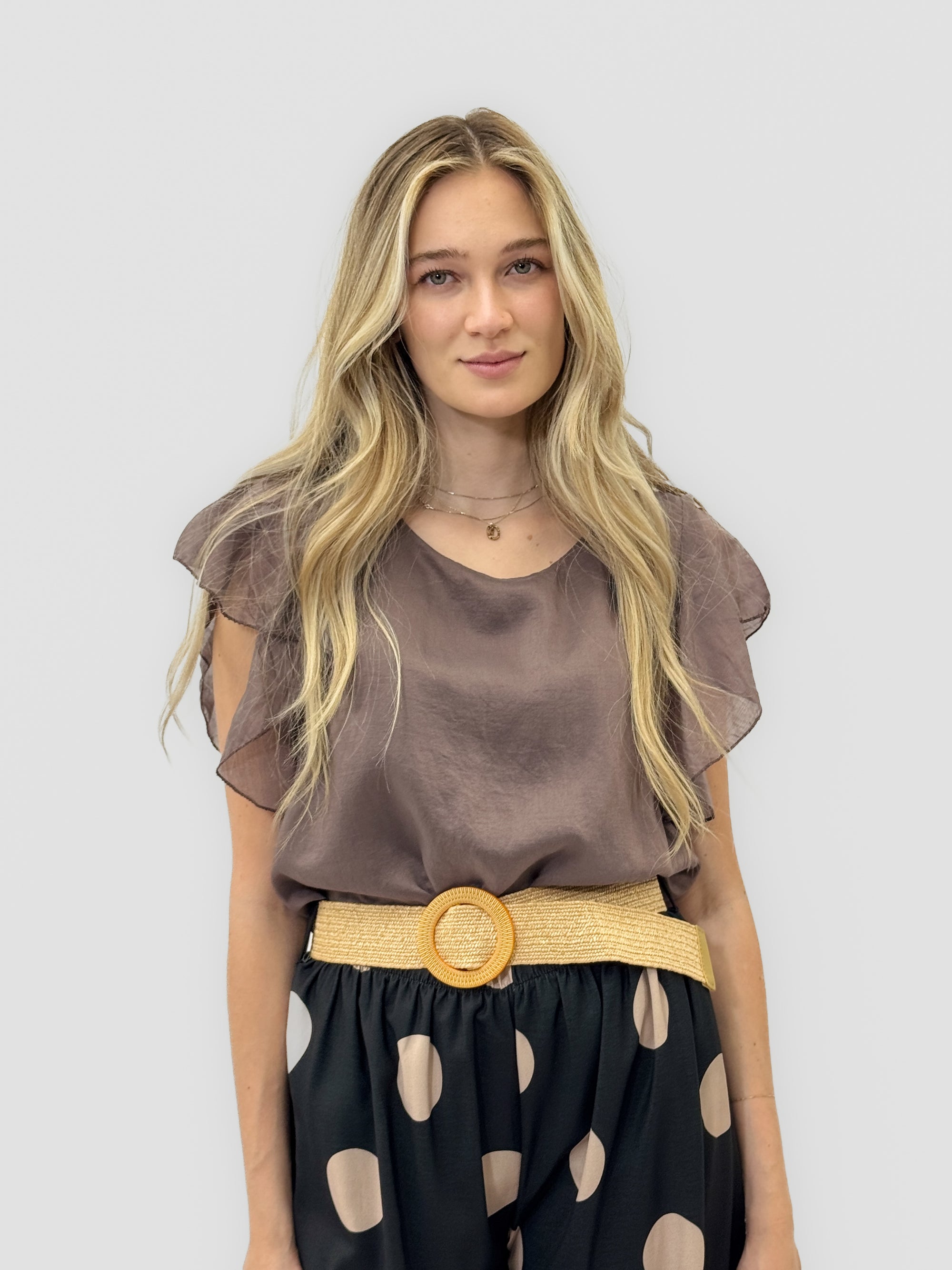 Blusa Leggera con Maniche Volant