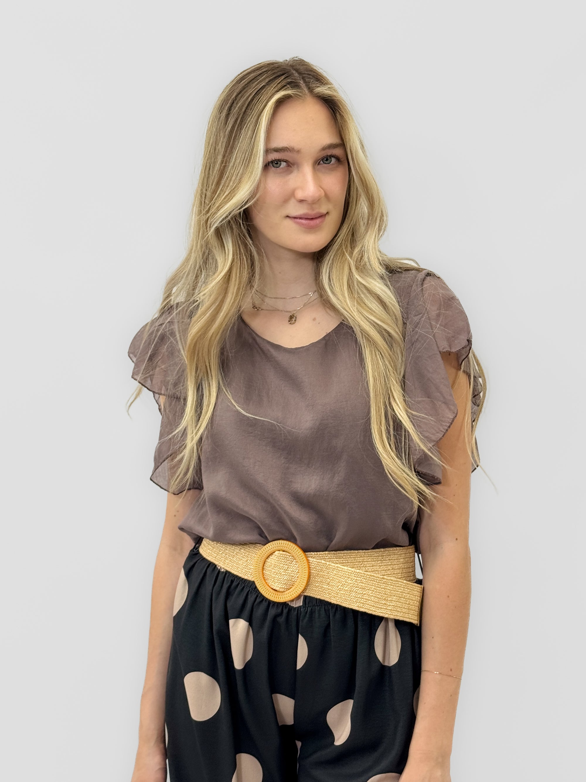 Blusa Leggera con Maniche Volant