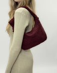 Borsa hobo intrecciata in suede
