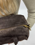Borsa baguette in vera pelle scamosciata – Made in Italy