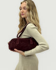 Borsa baguette in vera pelle scamosciata – Made in Italy
