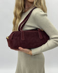 Borsa baguette in vera pelle scamosciata – Made in Italy