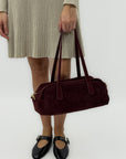Borsa baguette in vera pelle scamosciata – Made in Italy