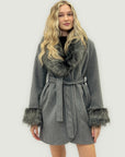 Cappotto “Adele” con inserti in eco-pelliccia – Made in Italy