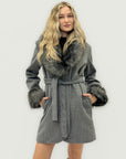 Cappotto “Adele” con inserti in eco-pelliccia – Made in Italy