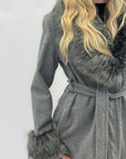Cappotto “Adele” con inserti in eco-pelliccia – Made in Italy