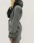 Cappotto “Adele” con inserti in eco-pelliccia – Made in Italy