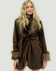 Cappotto “Adele” con inserti in eco-pelliccia – Made in Italy