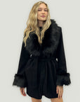 Cappotto “Adele” con inserti in eco-pelliccia – Made in Italy
