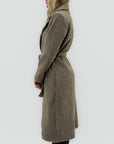 Cappotto bouclé con cintura in misto lana