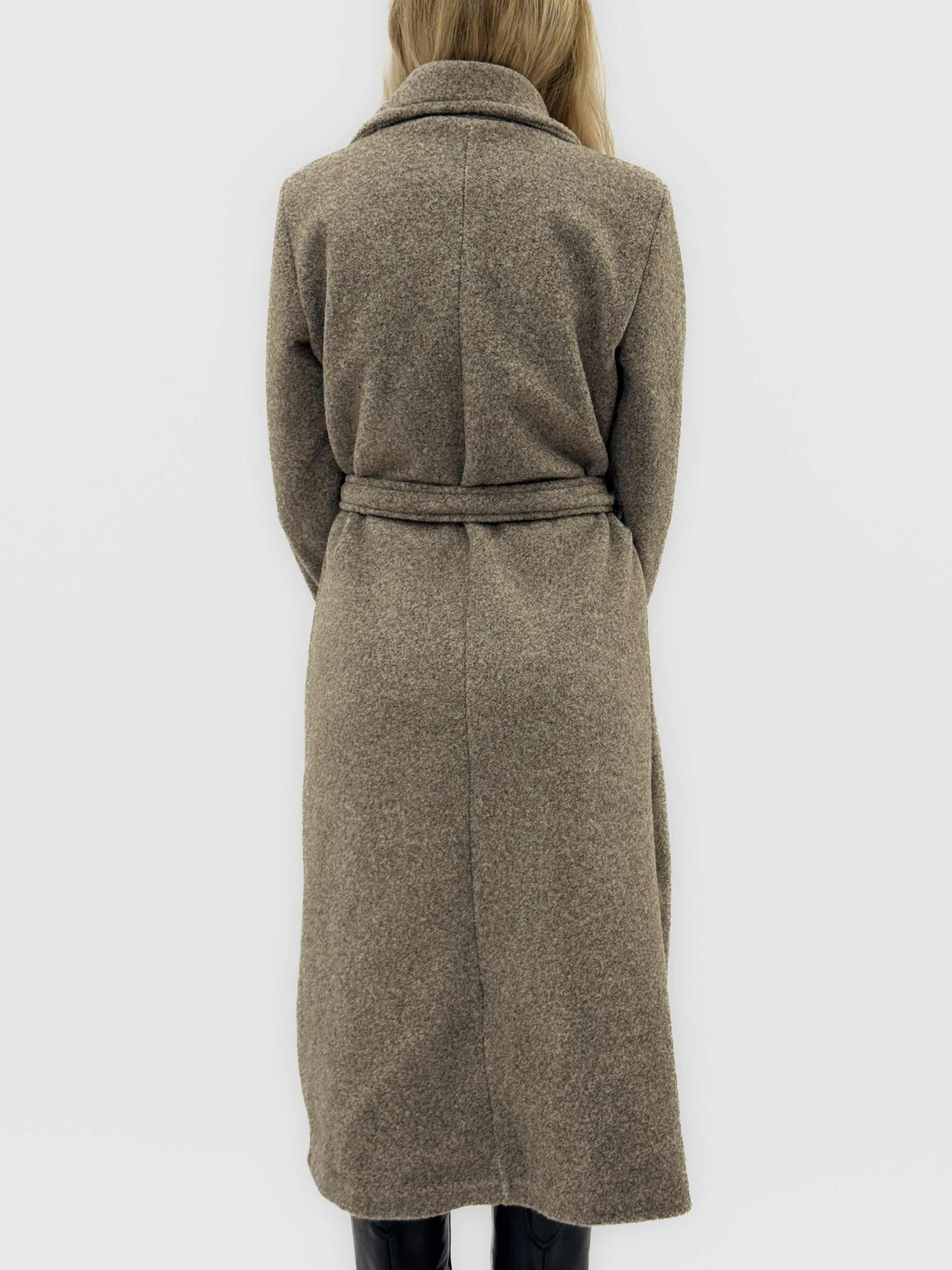Cappotto bouclé con cintura in misto lana
