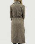 Cappotto bouclé con cintura in misto lana