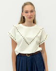 T-Shirt in Cotone con Borchie Decorative