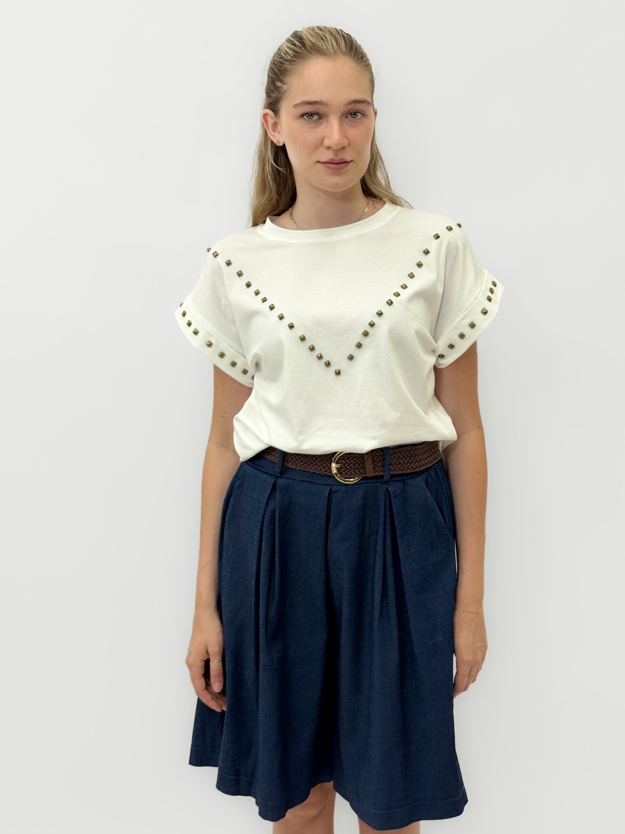 Pantaloncini Jeans con Pinces e Cintura