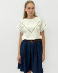 T-Shirt in Cotone con Borchie Decorative