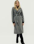 Cappotto bouclé con cintura in misto lana