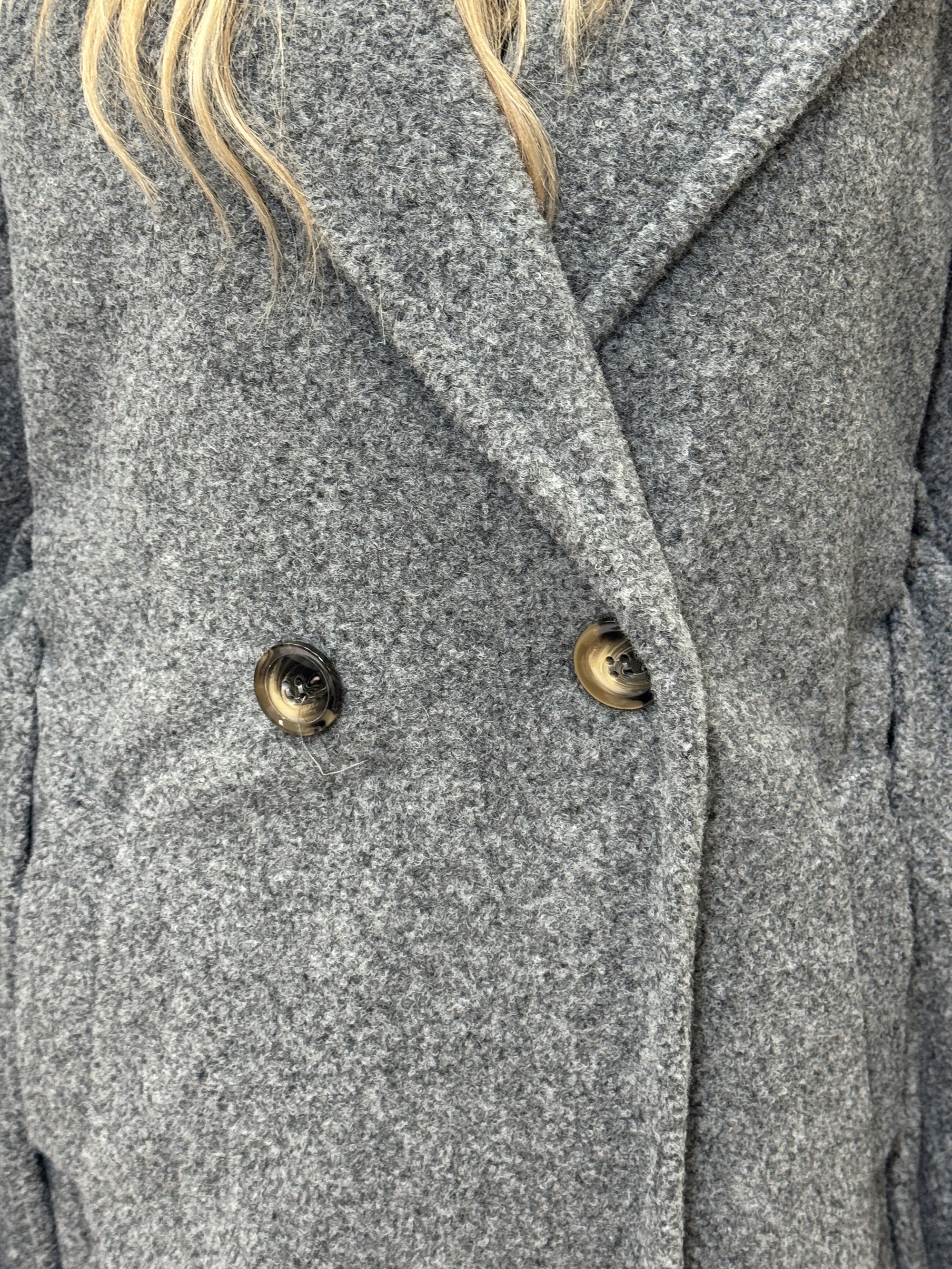Cappotto bouclé con cintura in misto lana