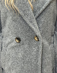 Cappotto bouclé con cintura in misto lana