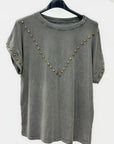 T-Shirt in Cotone con Borchie Decorative