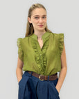 Camicia Leggera con Volant e Bottoni