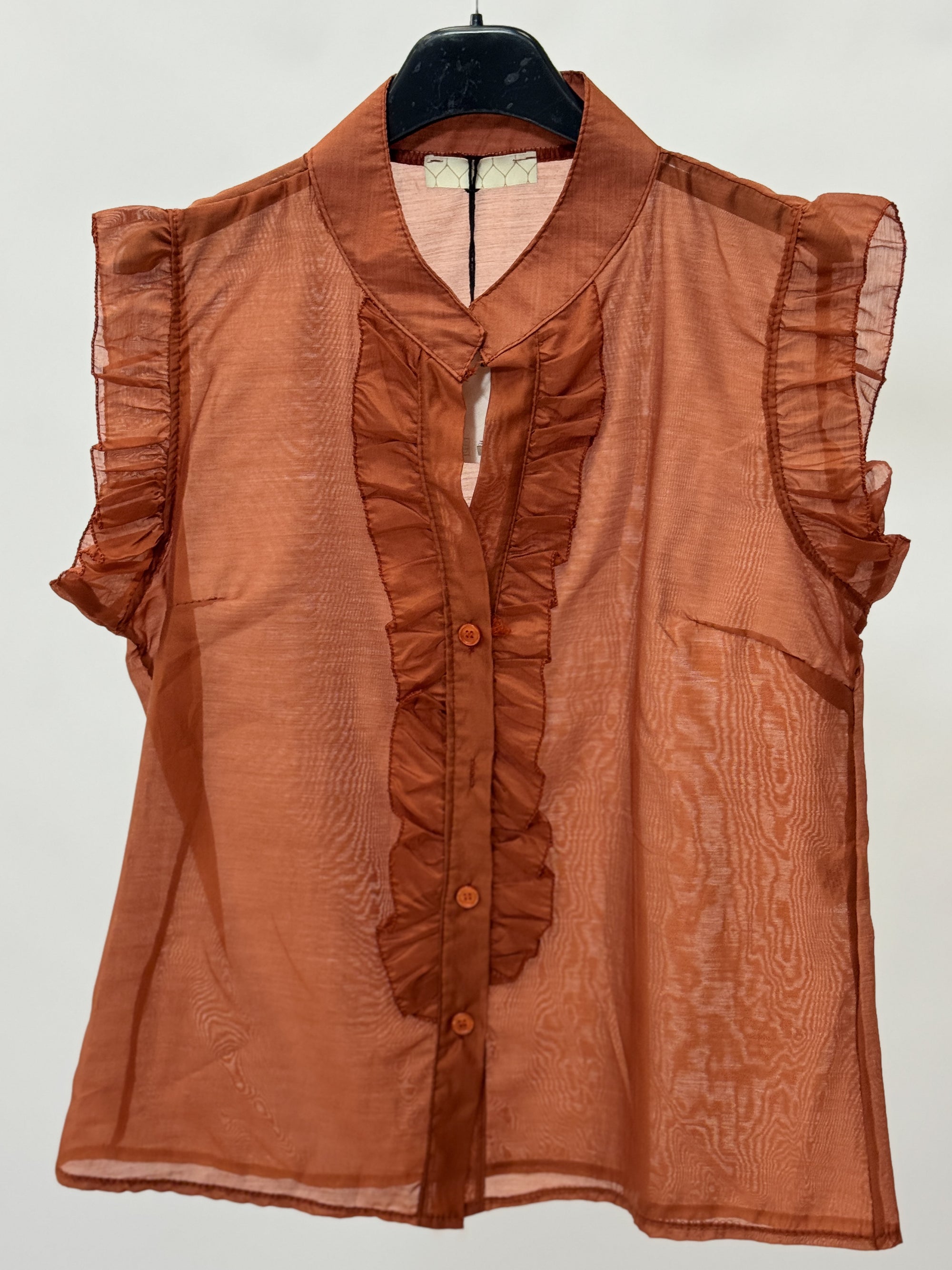 Camicia Leggera con Volant e Bottoni