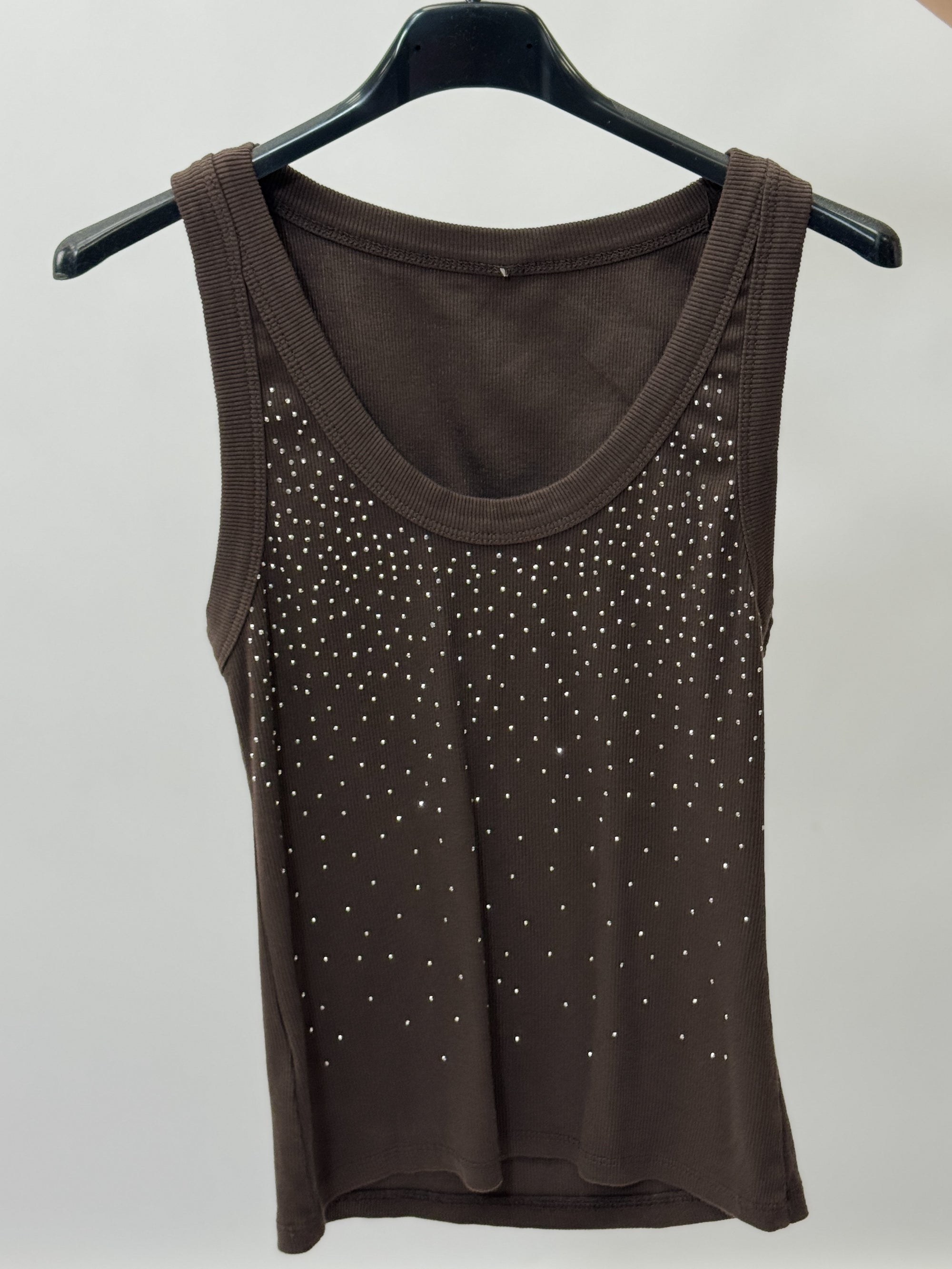 Canotta in cotone con strass