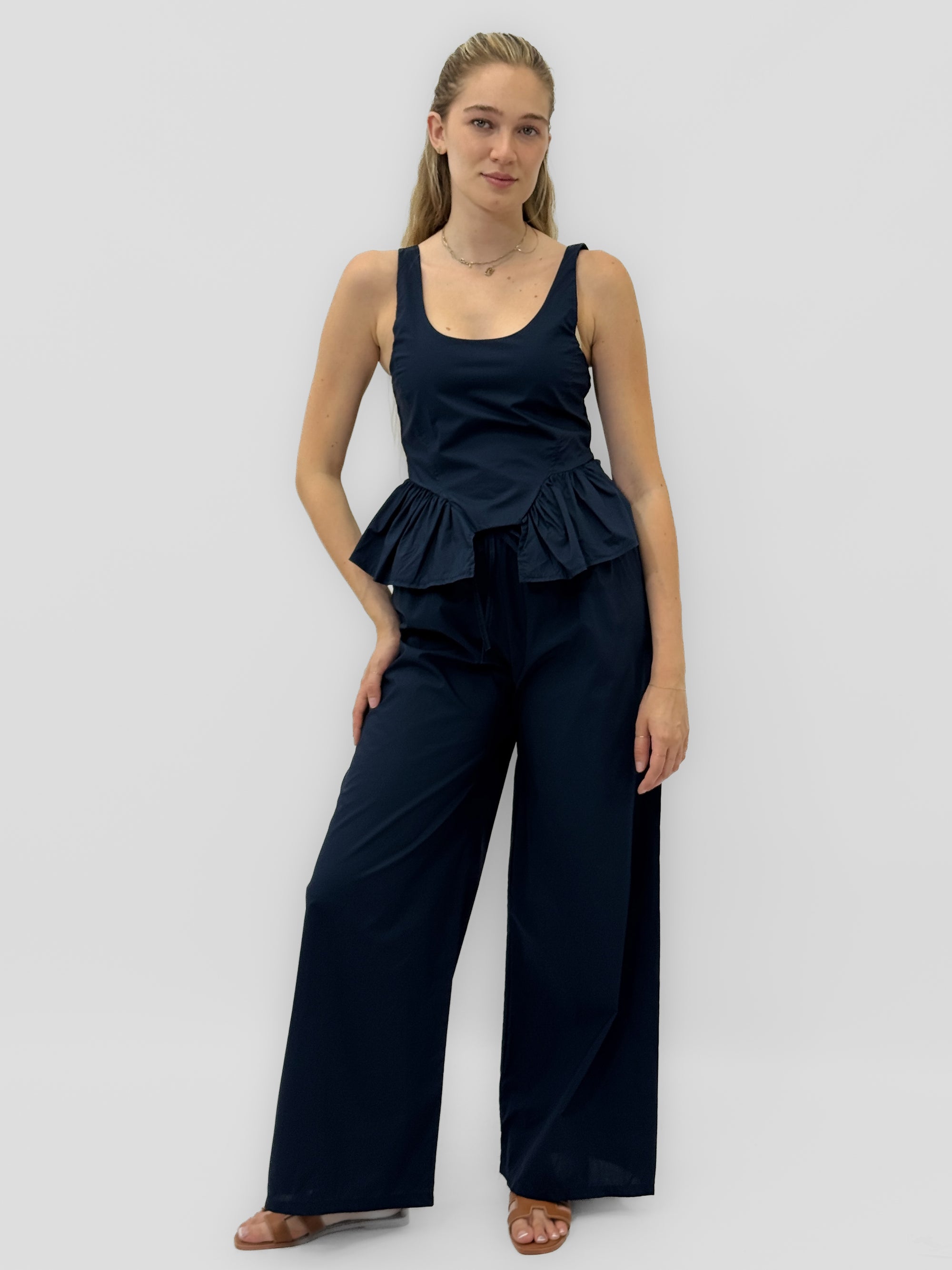 Completo Cotone con Top Balza e Pantalone Palazzo