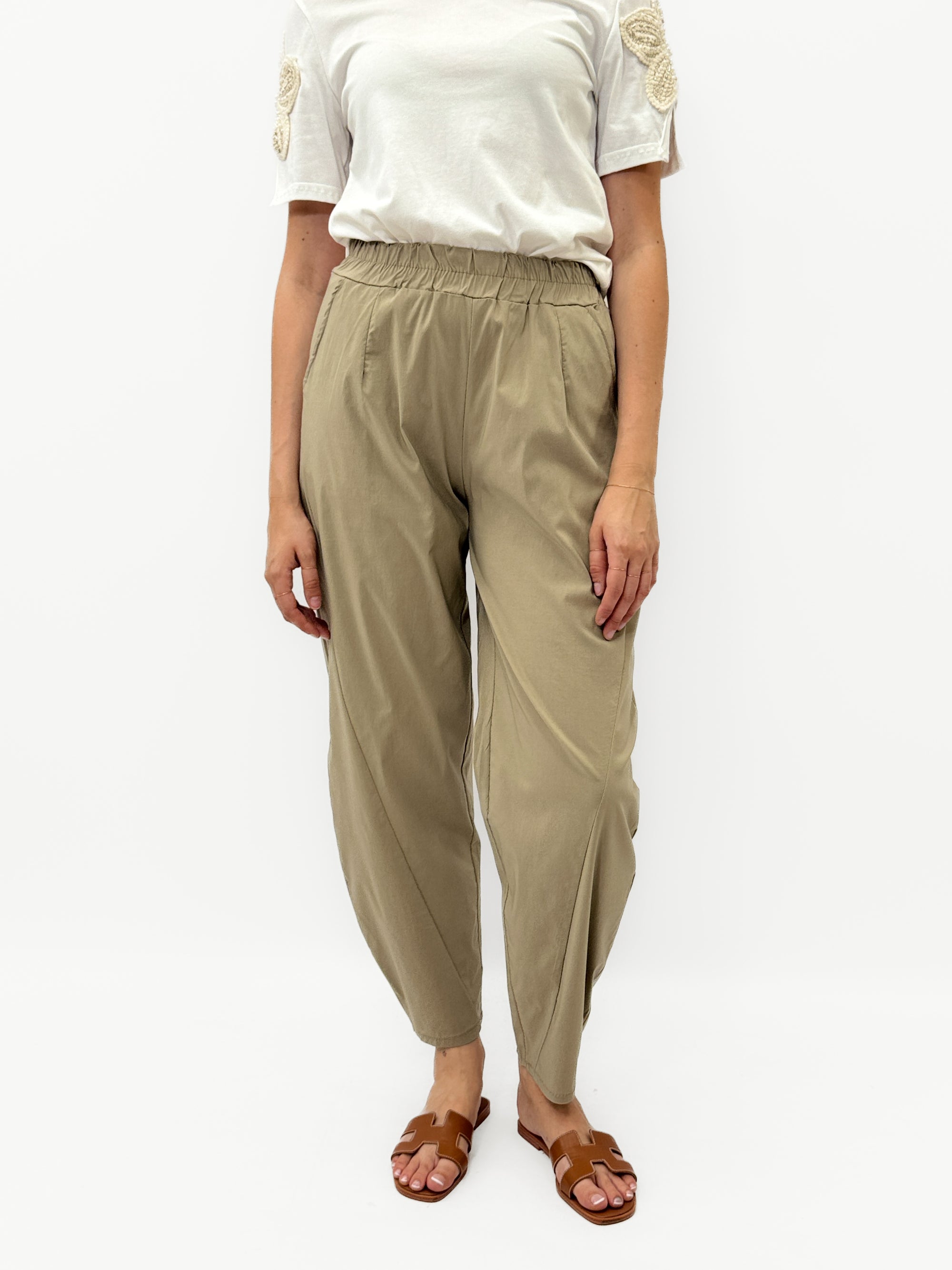 Pantalone in Cotone Leggero con Vita Elasticizzata