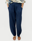 Pantalone in Cotone Denim con Vita Elasticizzata