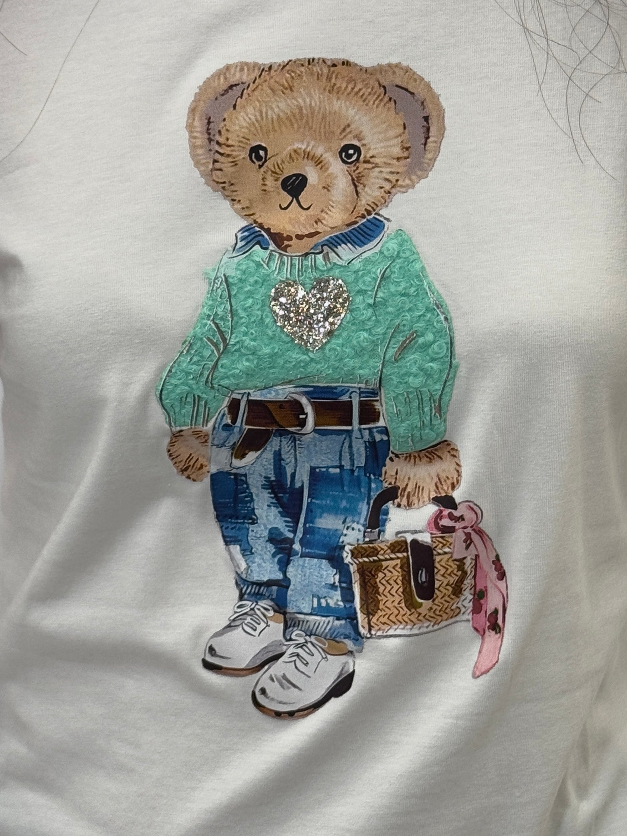 T-shirt in cotone con orsetto