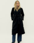 Cappotto bouclé con cintura in misto lana