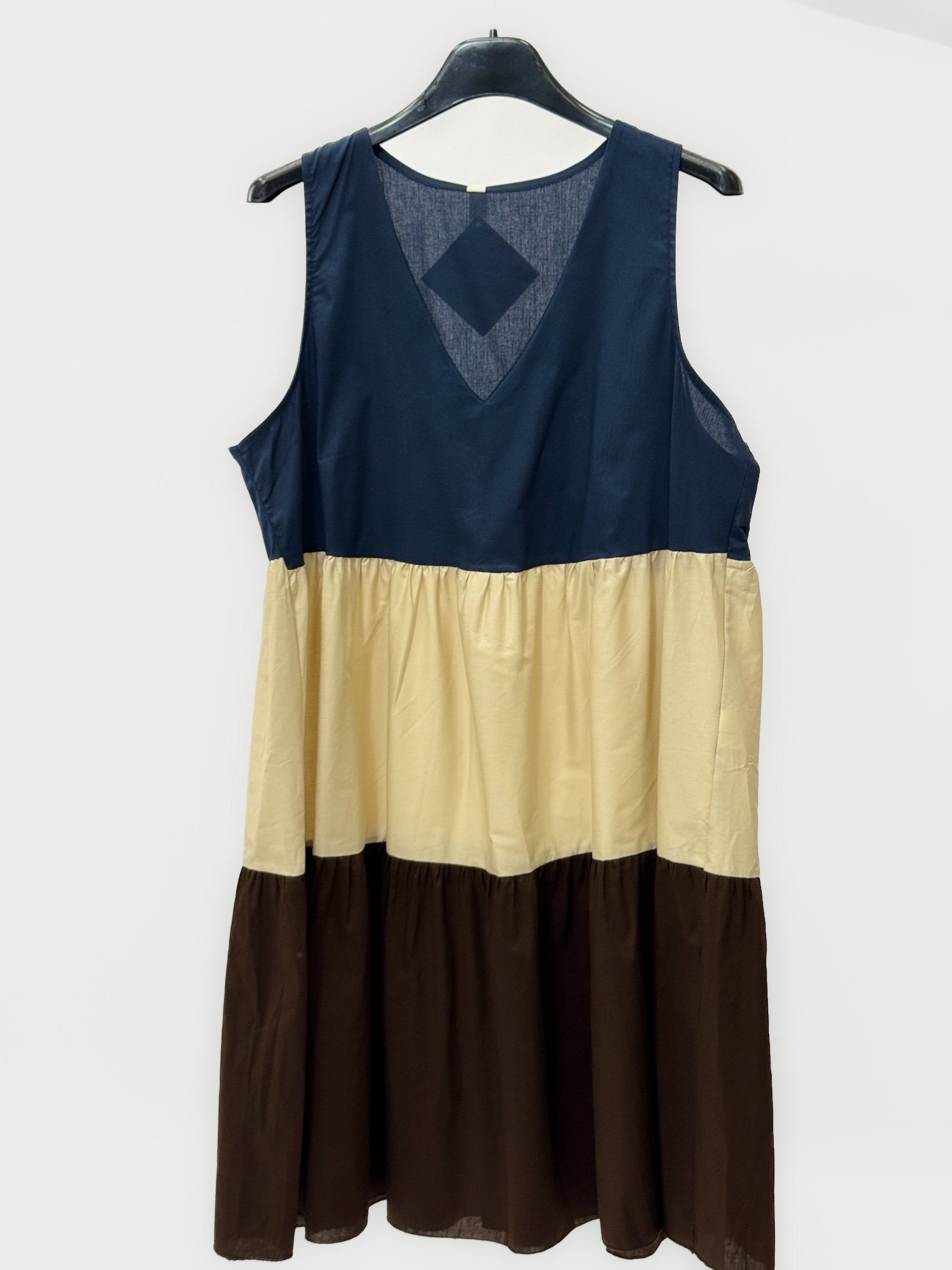 Abito Balze in Cotone Color Block