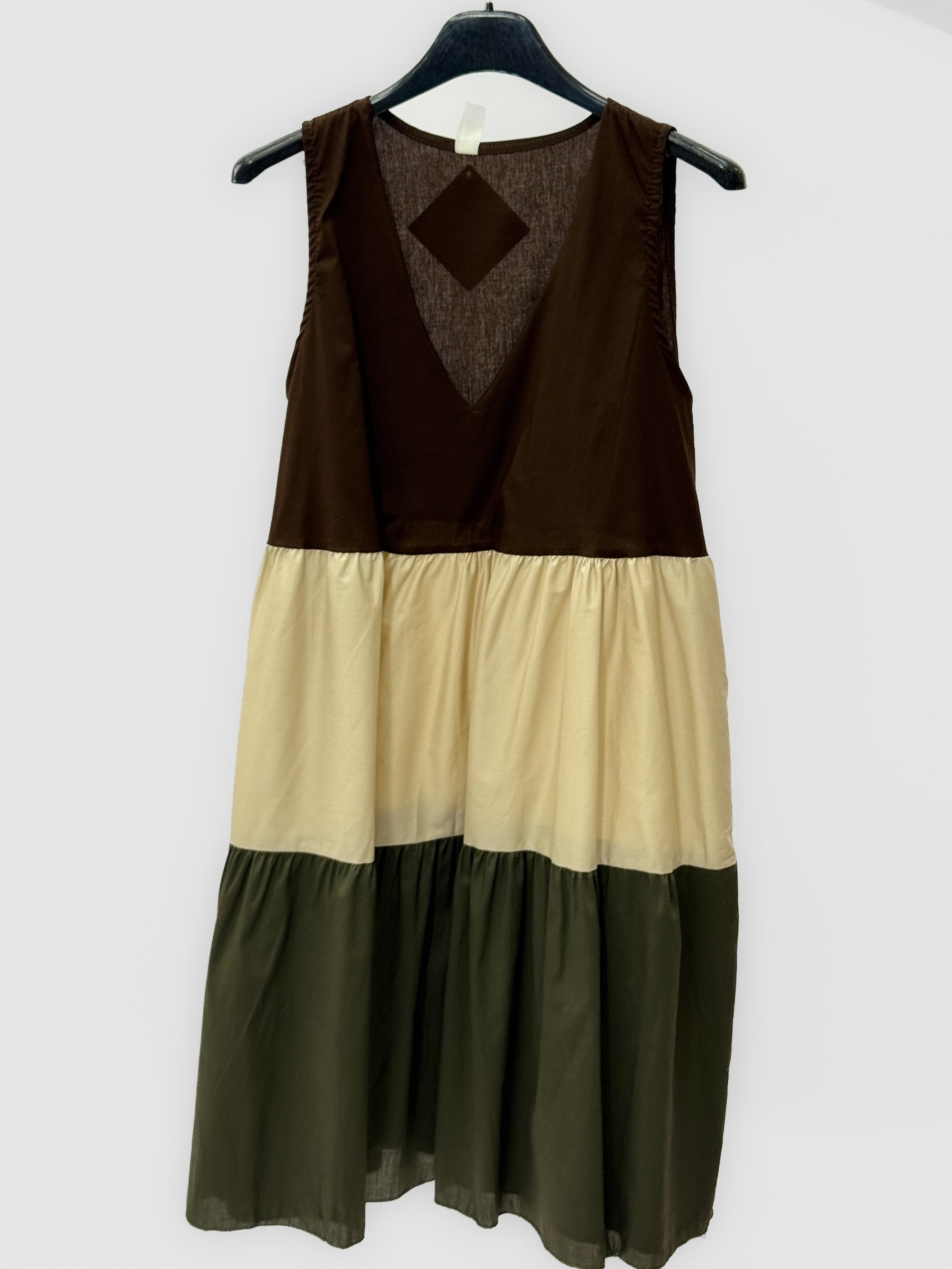Abito Balze in Cotone Color Block