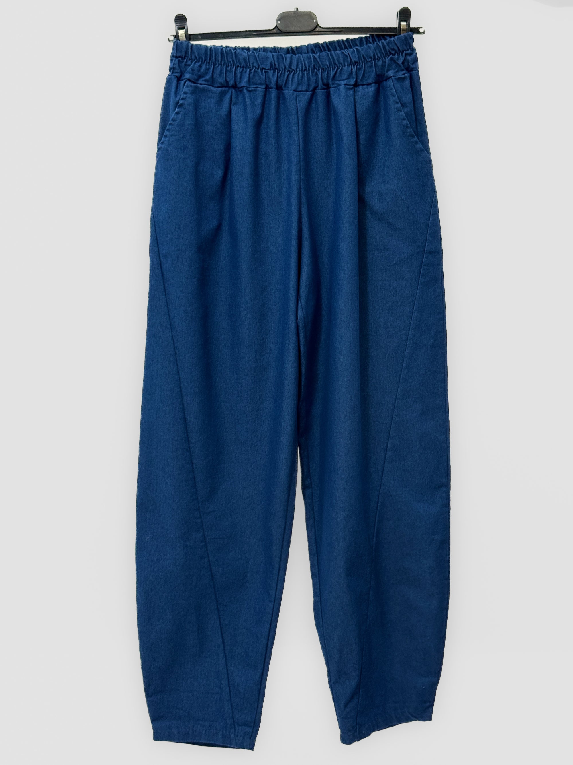Pantalone in Cotone Denim con Vita Elasticizzata