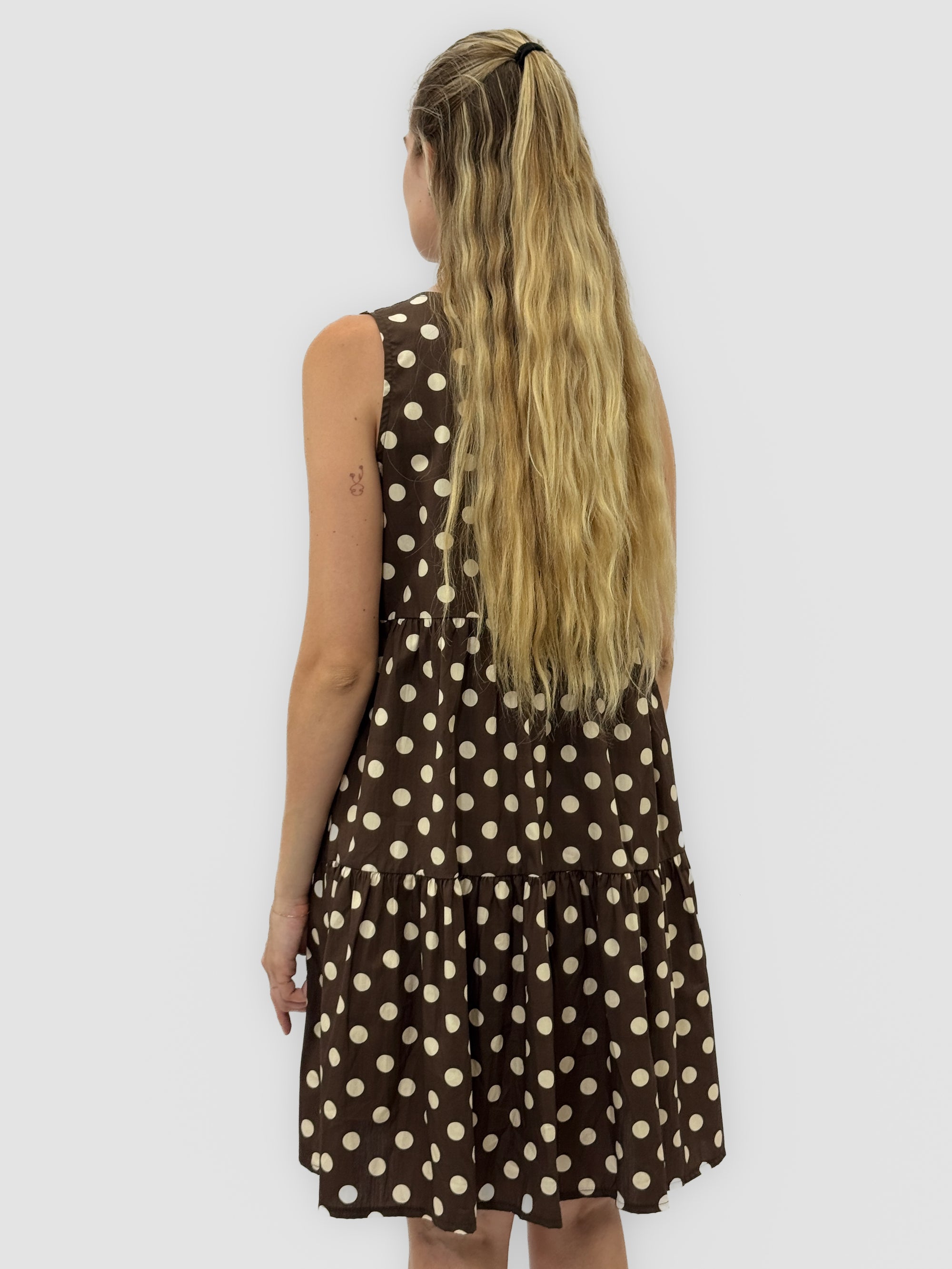 Abito Pois in Cotone con Scollo a V