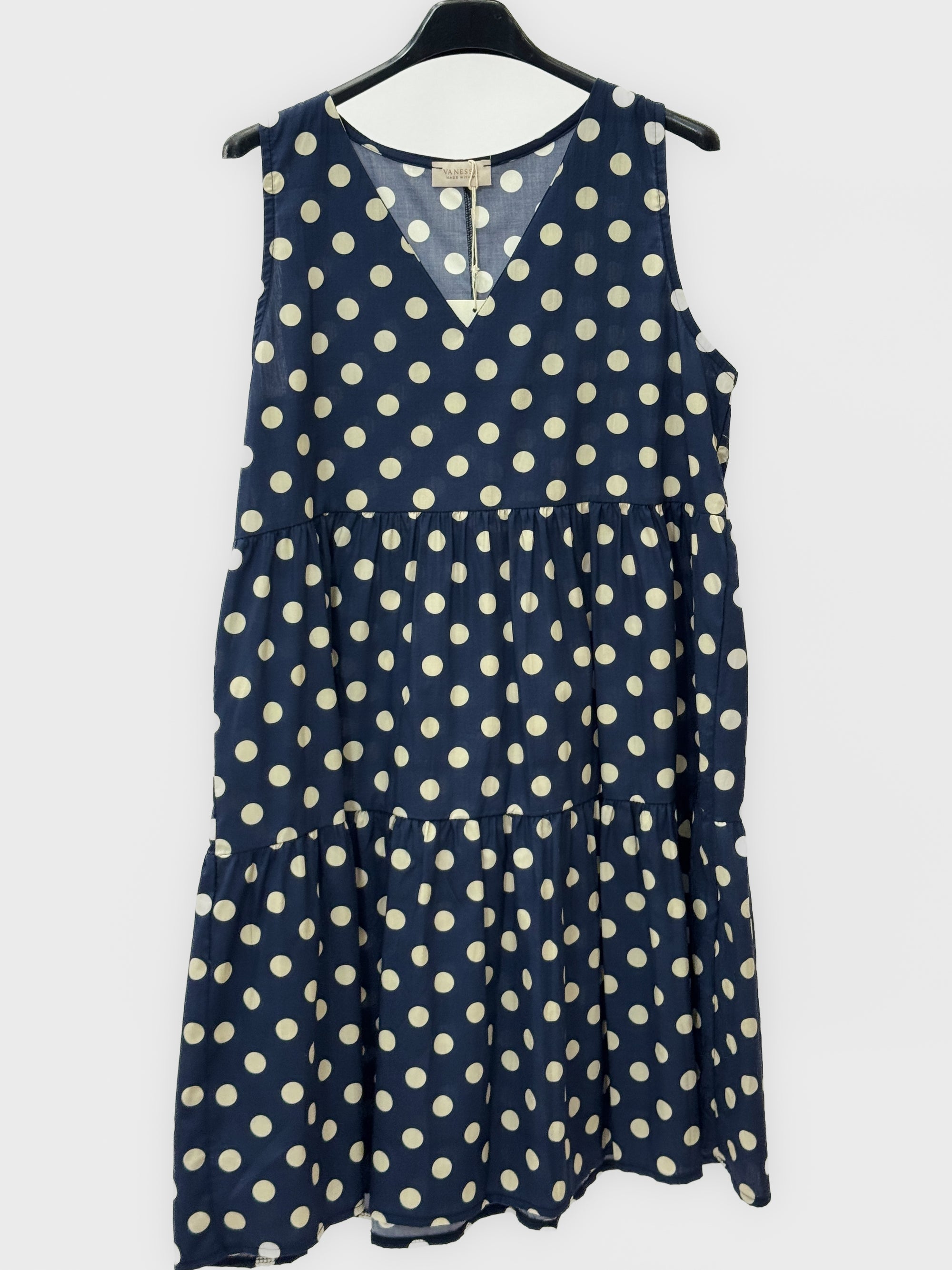 Abito Pois in Cotone con Scollo a V