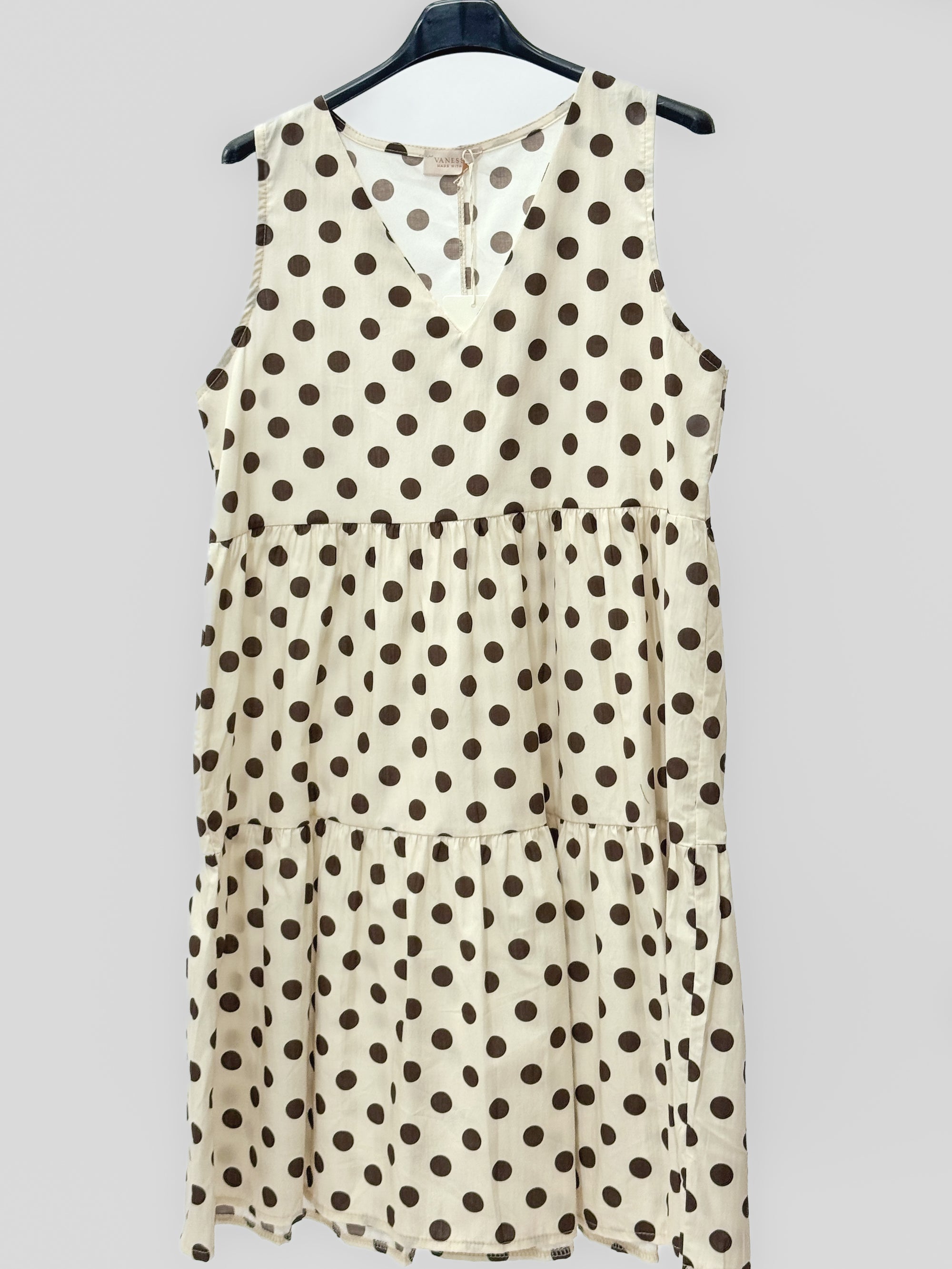 Abito Pois in Cotone con Scollo a V