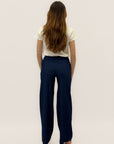 Pantaloni palazzo in denim leggero con cintura