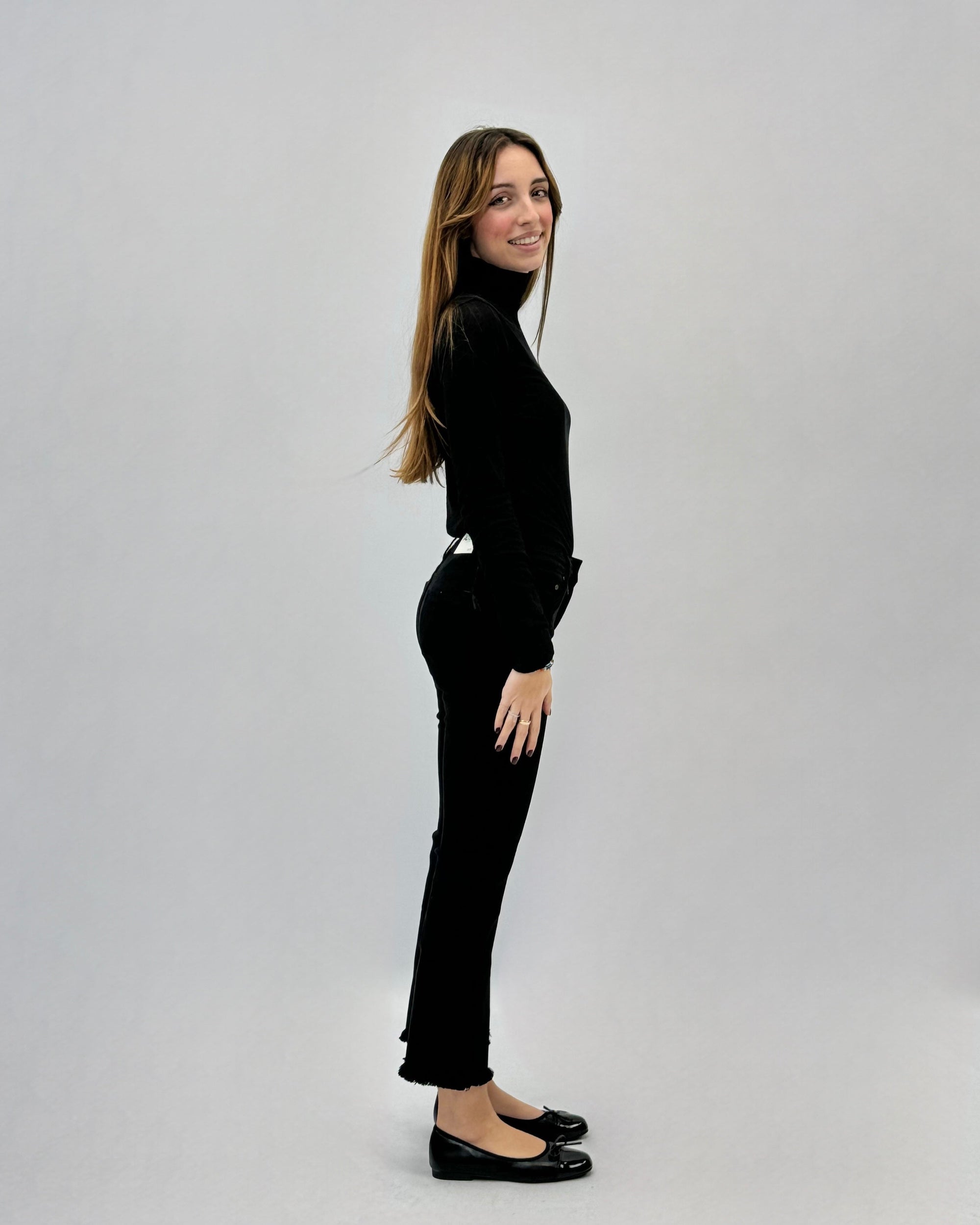 Pantaloni flare a vita alta