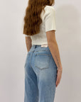 Pantaloni regular mom fit con spacchi