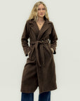 Cappotto bouclé con cintura in misto lana